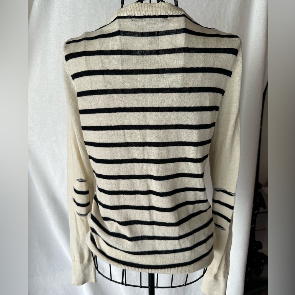 BCBG long sleeves Cardigan, size S, White and Blue Stripes - Picture 2 of 3